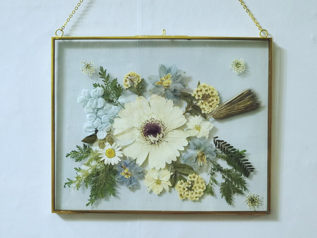 复古原野乡村干花押花相框壁画金边画框装饰干花
