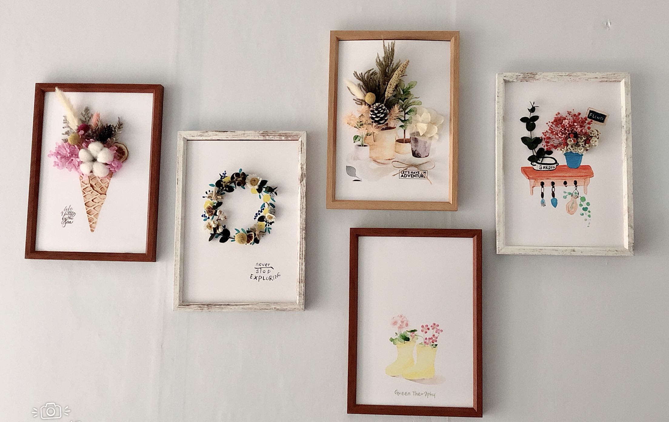 乡村清新ins立体干花相框装饰画相片墙壁壁饰壁饰