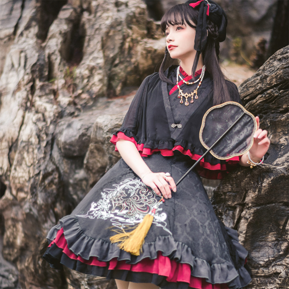 森林衣橱原创中华风lolita山海经九尾狐国风汉元素洛丽塔lolita洛丽塔