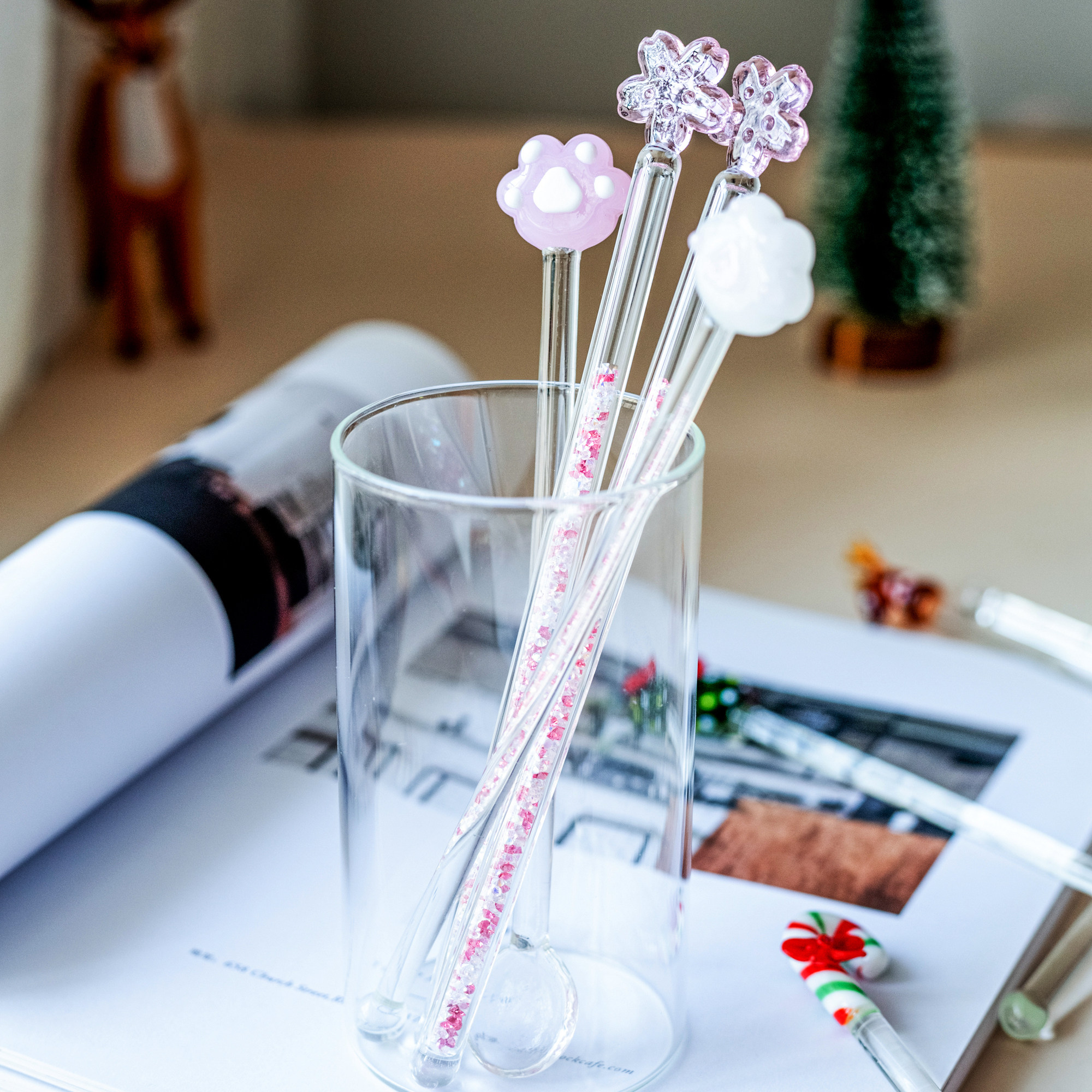 🐝yeah日式玻璃搅拌棒可爱卡通牛奶饮料果汁咖啡奶茶调酒蜂蜜搅拌棒