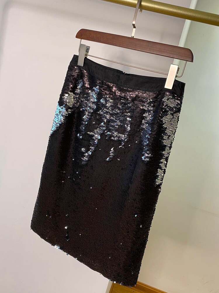 秋冬欧货设计ins潮流闪亮时尚气质质亮片中半身裙