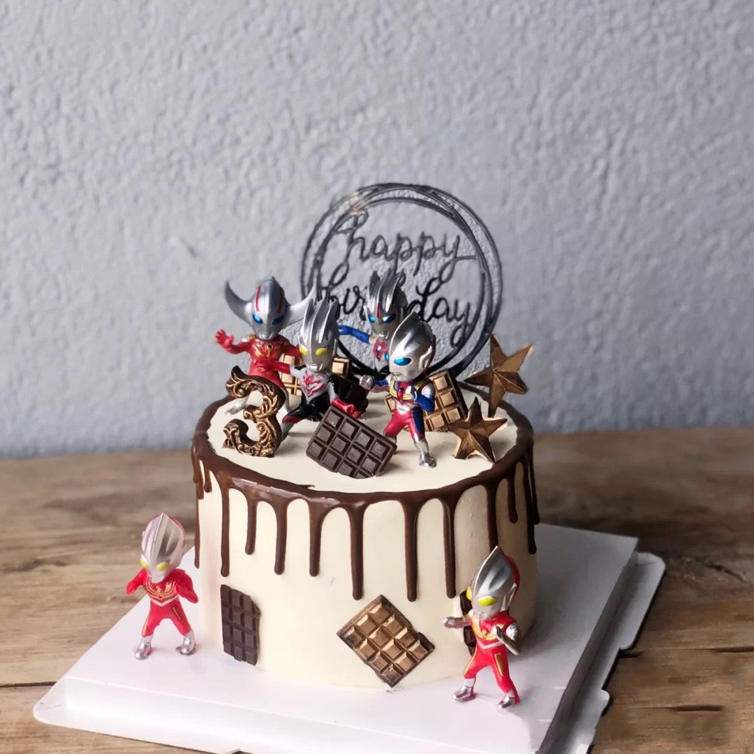 儿童卡通双层巧克力男孩周岁恐龙奥特曼迪迦生日蛋糕新鲜生日蛋糕