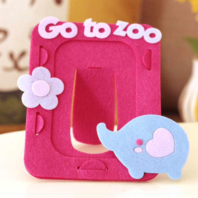 不织布材料包diy手工布艺动物园狮子大象猴子长颈鹿熊猫小相框 - 痕风