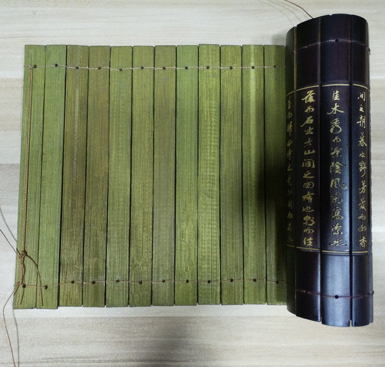 装饰仿古竹简书卷复古刻字道具摆设竹书摆件摆件
