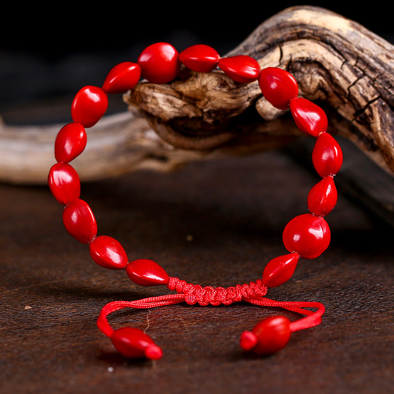 纯天然相思豆手链古风男女红豆手绳红绳情侣信物手链