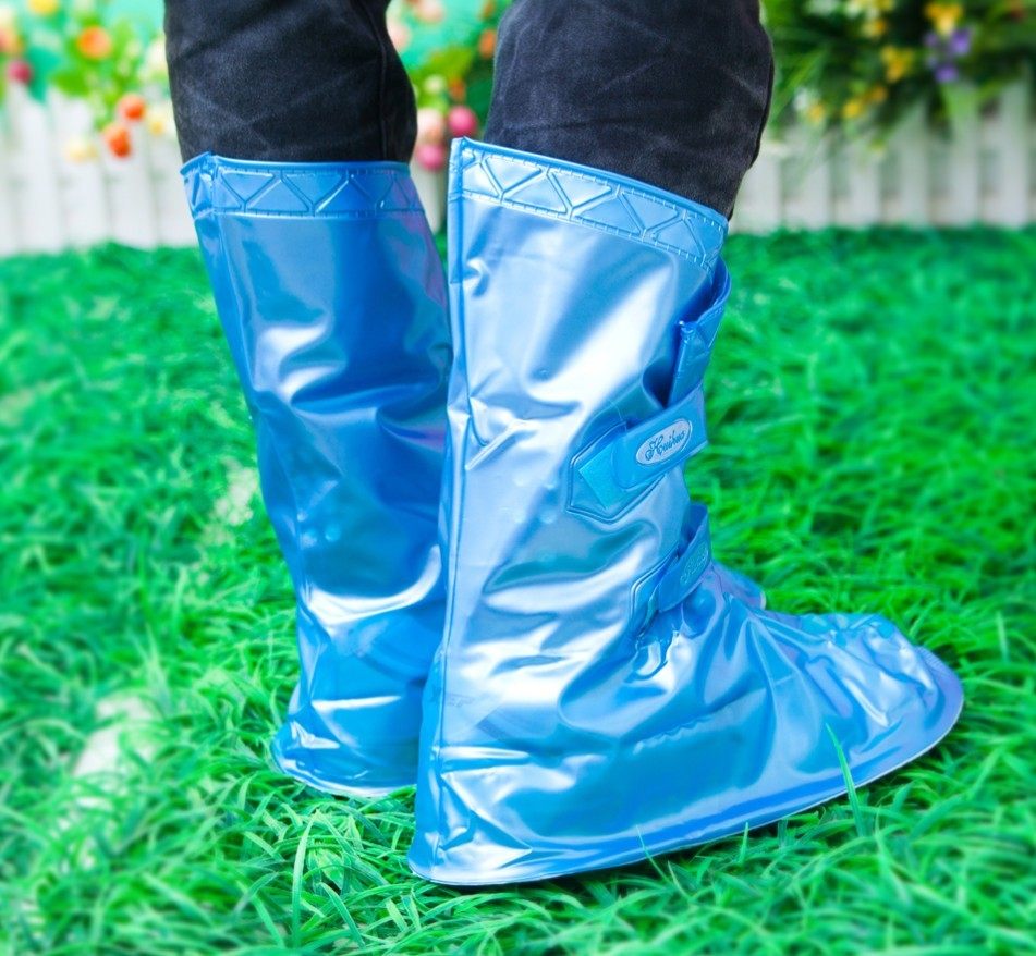 鞋套珠光加厚高帮防滑平跟鞋筒围大小可调节雨鞋