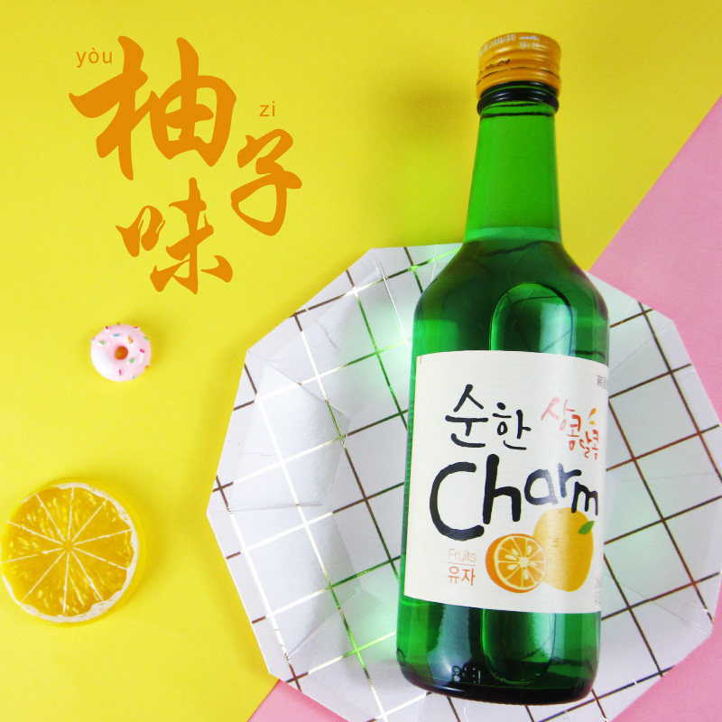 水果味 韩国进口果味烧酒 charm 超水配制酒柚子味整箱360ml*20瓶