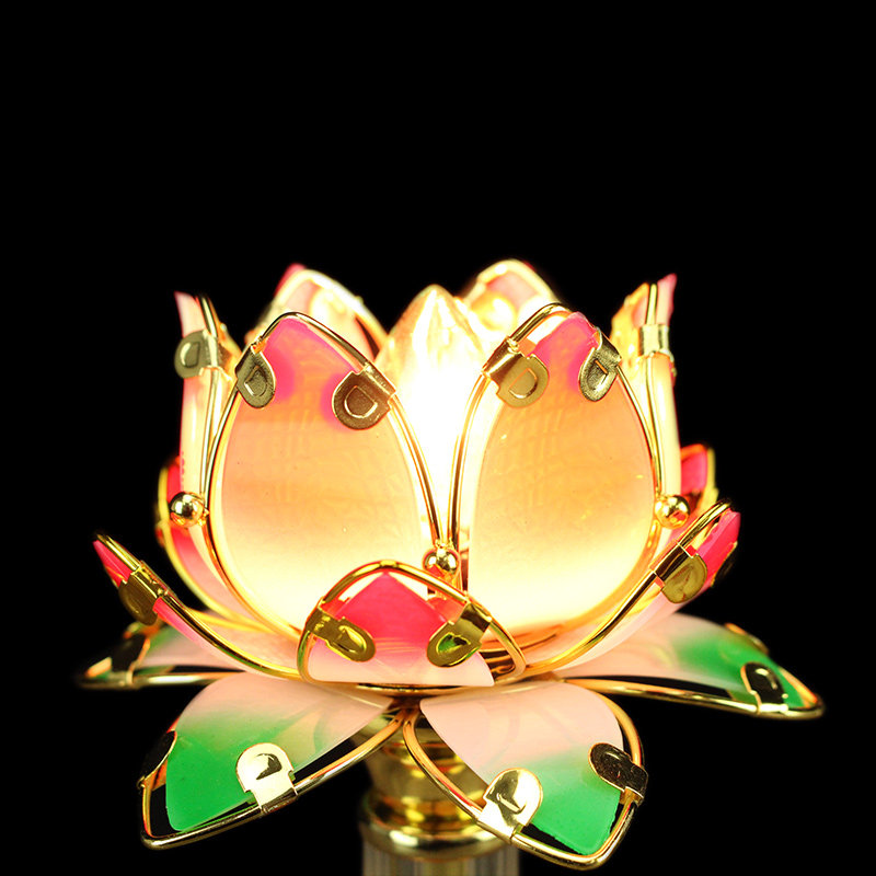 花灯led佛字心经莲花七彩莲荷花家用佛堂长明灯荷花灯