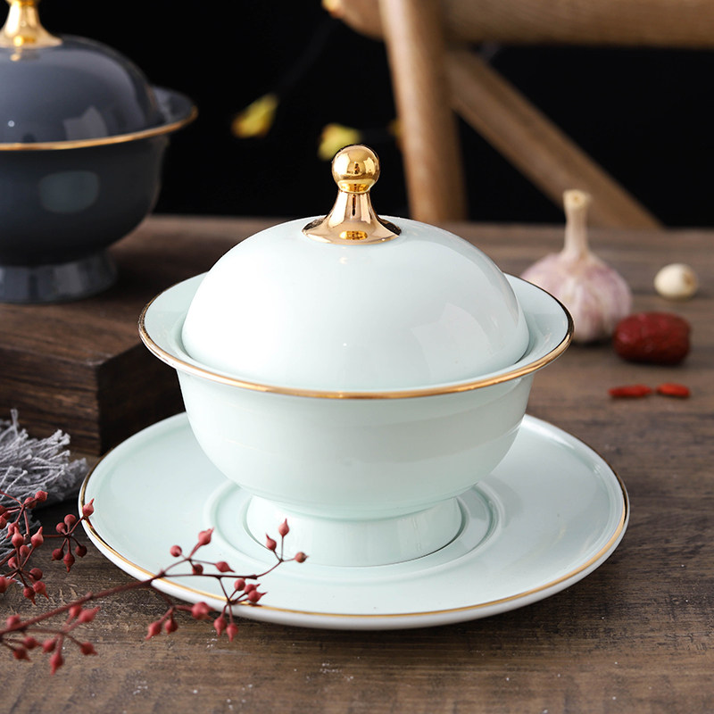 高档位汤盅甜品盅碗海参鲍鱼翅盅一位带盖位陶瓷炖锅