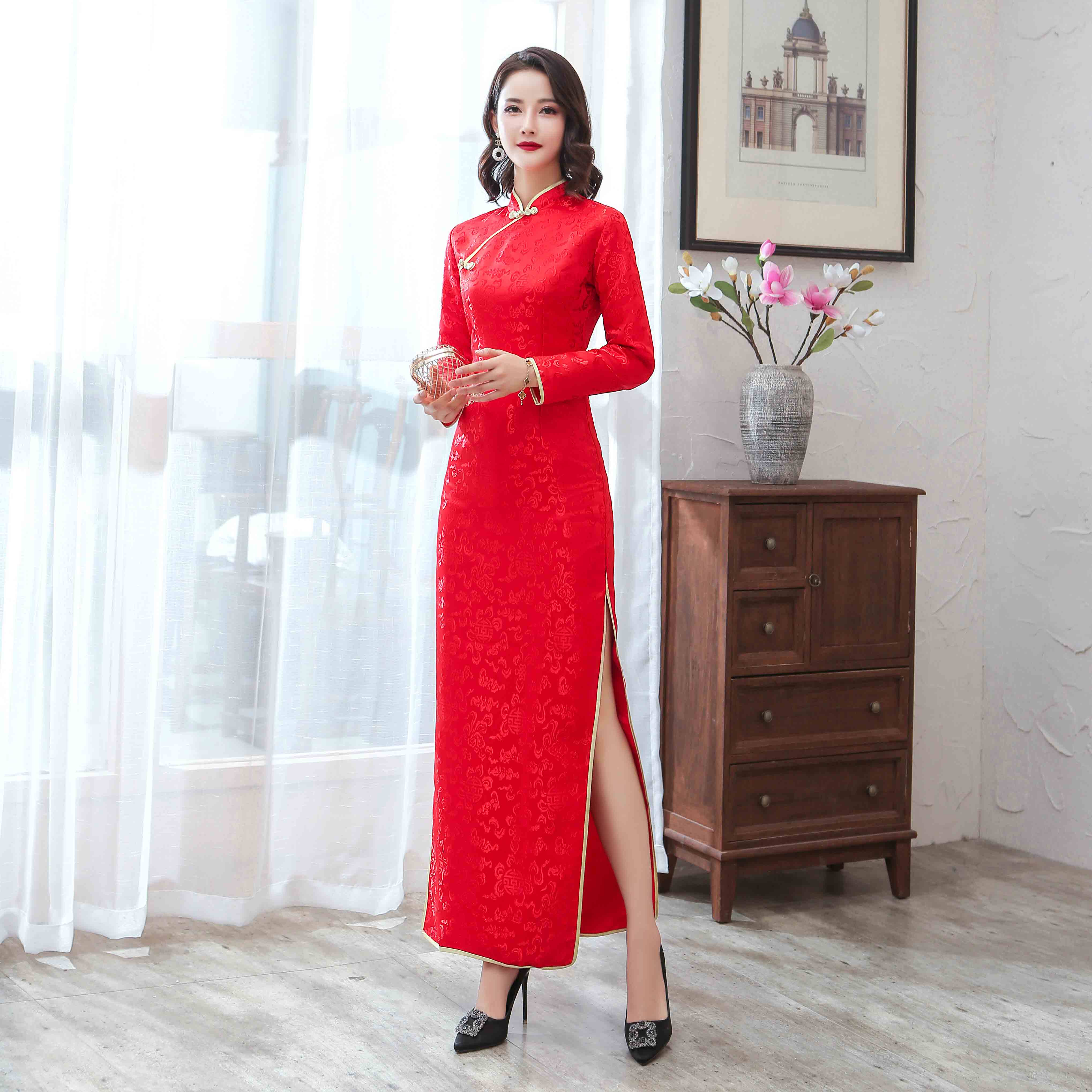 出租礼仪服装迎宾小姐服长款礼服中国国风走秀旗袍