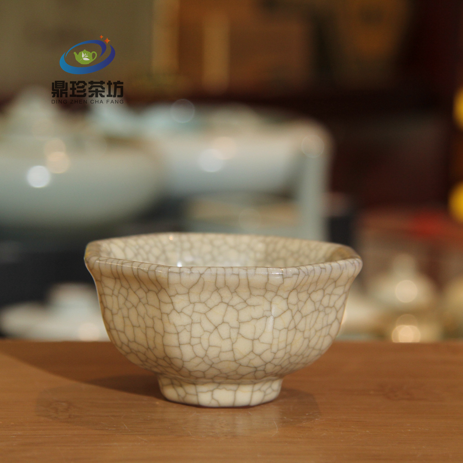 哥窑叶维德手工龙泉收藏品杯子铁线金丝茶杯八方茶杯