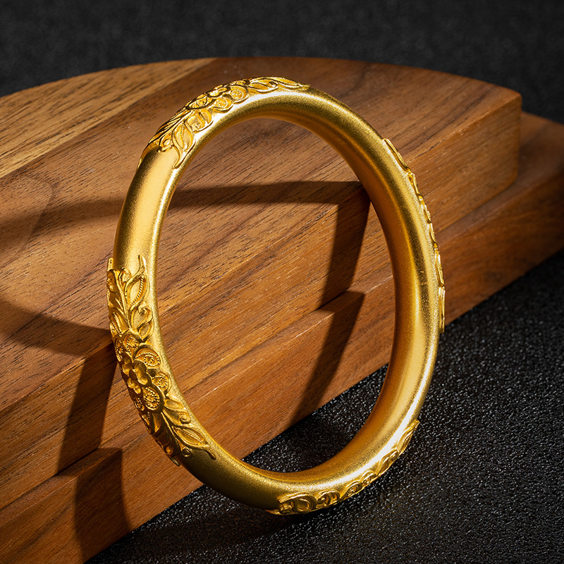金包银传承镯子金镯子简约实心黄金纯银古法纯金手镯
