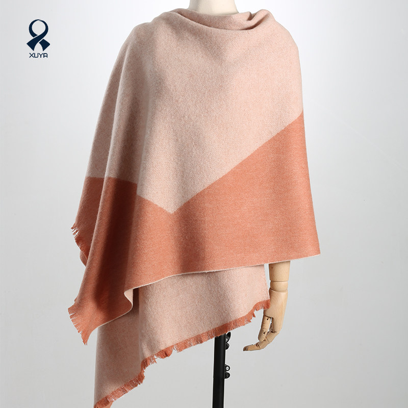 旭亚纯羊羊毛披肩秋冬外搭时尚围巾两用春季围巾