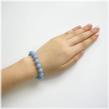 天使石女天然蓝天使单圈手串蓝天石七脉轮喉轮守护手链