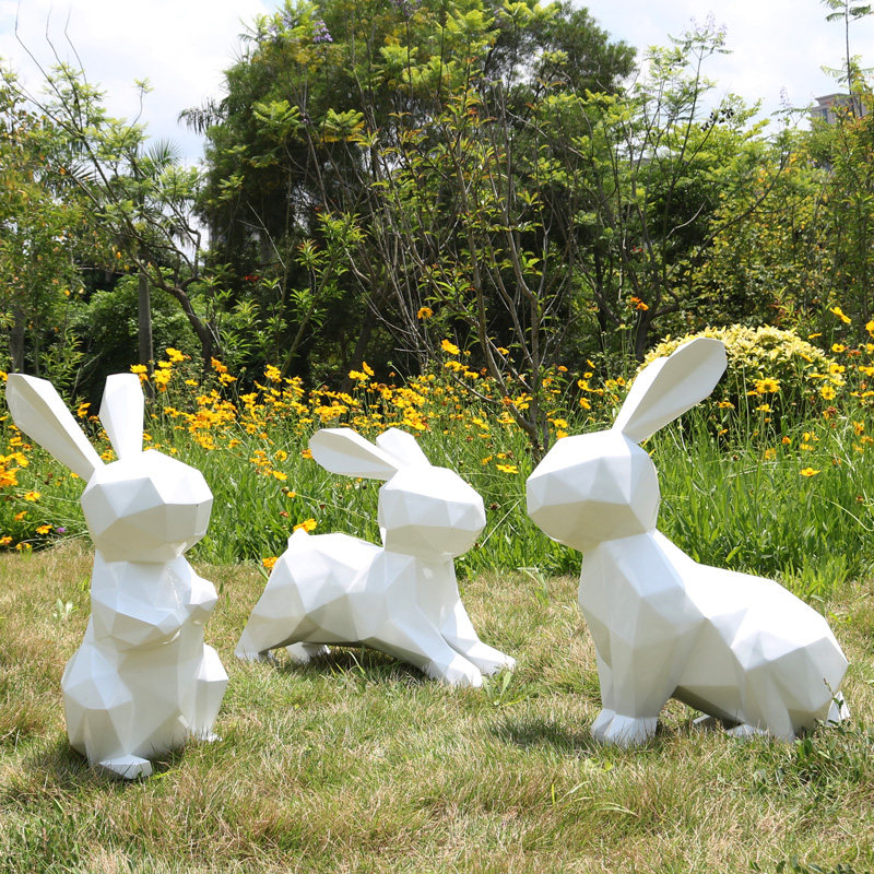 几何兔子雕塑抽象动物园林景观小品商场美陈造景摆件