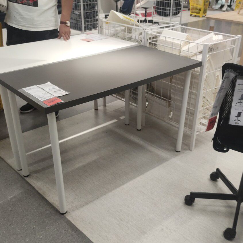 宜家拉格开普奥勒伸缩桌腿书桌办公桌电脑桌白色电脑桌