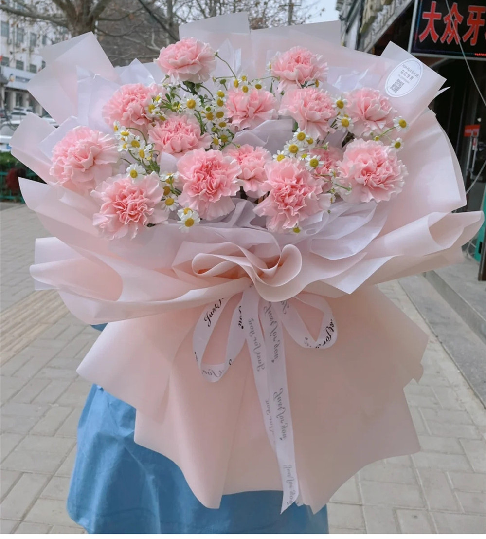日照鲜花店母亲节花束妈妈老师粉色康乃馨礼物盒东鲜花速递同城