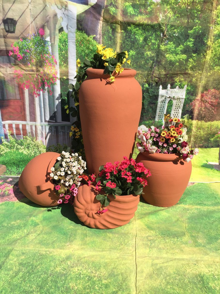 花盆户外庭院红陶组合落地粗陶陶盆景观陶罐花盆
