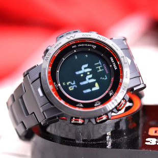 新款卡西欧火焰瀑布登山男表钛合金蓝宝石电波光能防水prw-30yt-1-领