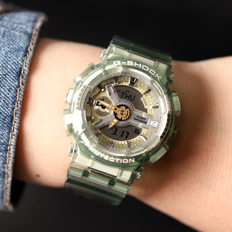 卡西欧透明手表限量版女翡翠冰晶绿冰新款学生日韩腕表