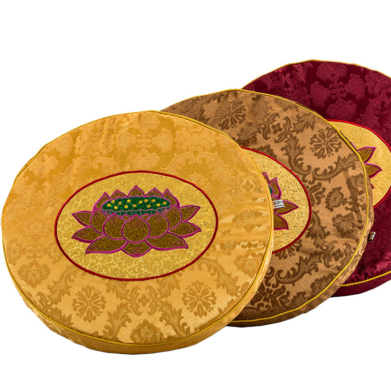椰丝棕板缎布绣花拜垫拜佛莲花蒲团跪垫打坐蒲团
