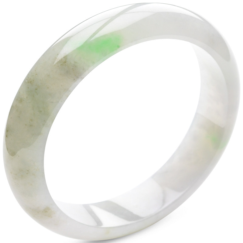 印象s225007珠宝缅甸翡翠手镯552mm天然白底带绿手镯