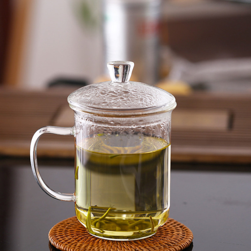 带盖玻璃茶缸高硼硅耐热水杯办公室泡茶茶叶花茶玻璃杯