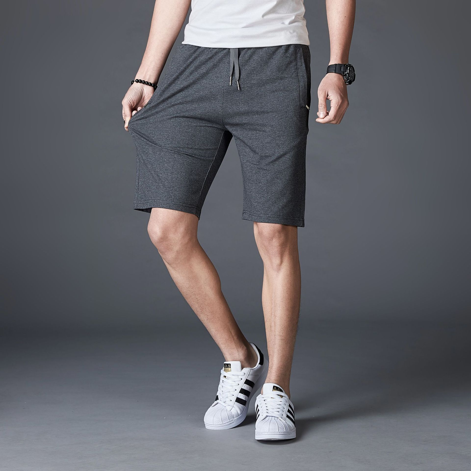 男式五分休闲中裤男装大码短裤男棉运动修身休闲裤