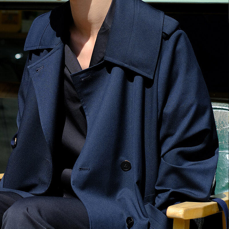 2022春季新款双排扣可调节袖袢翻领风衣系列风衣
