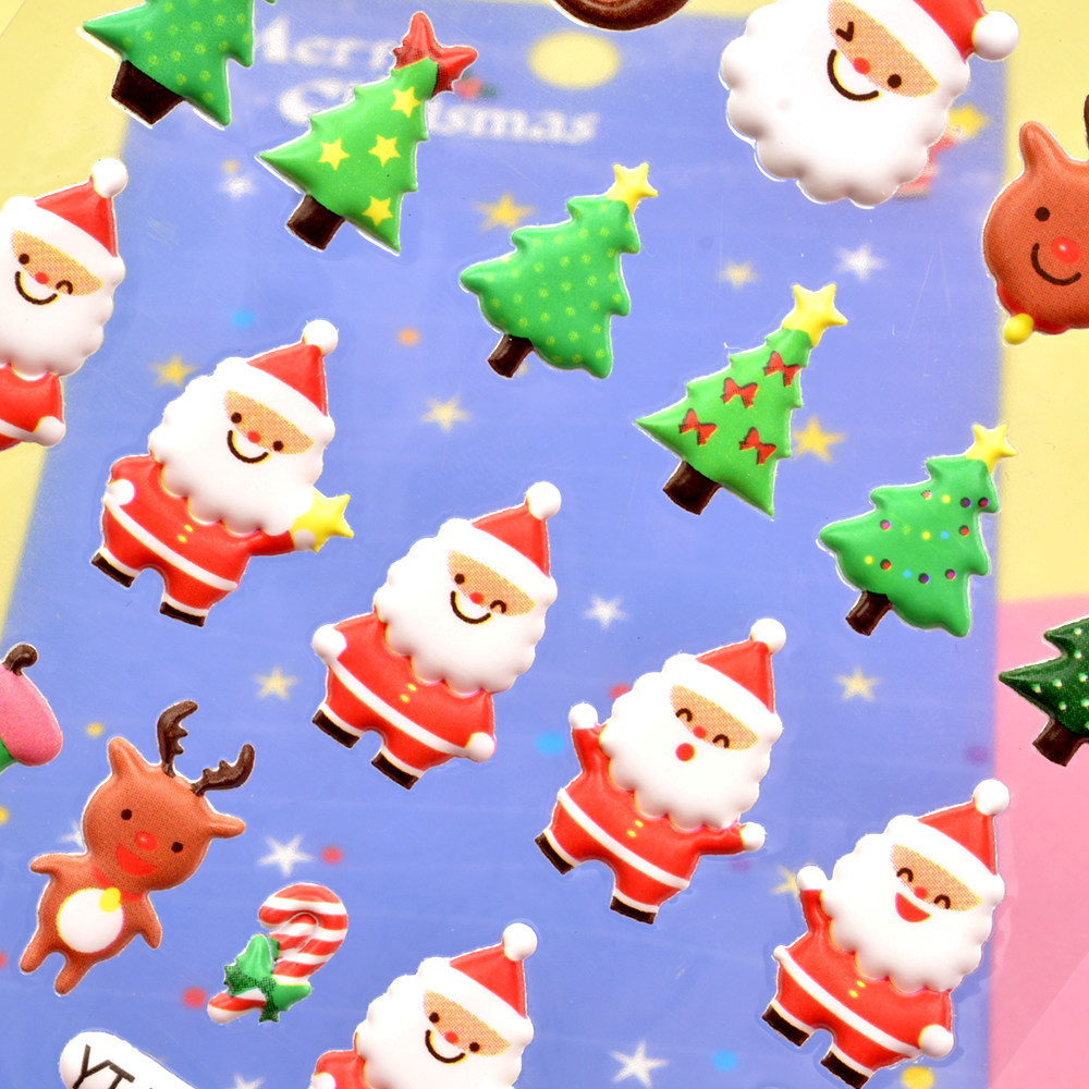 儿童玩具圣诞老人立体3d泡泡贴画宝宝幼儿园圣诞节礼品贴纸