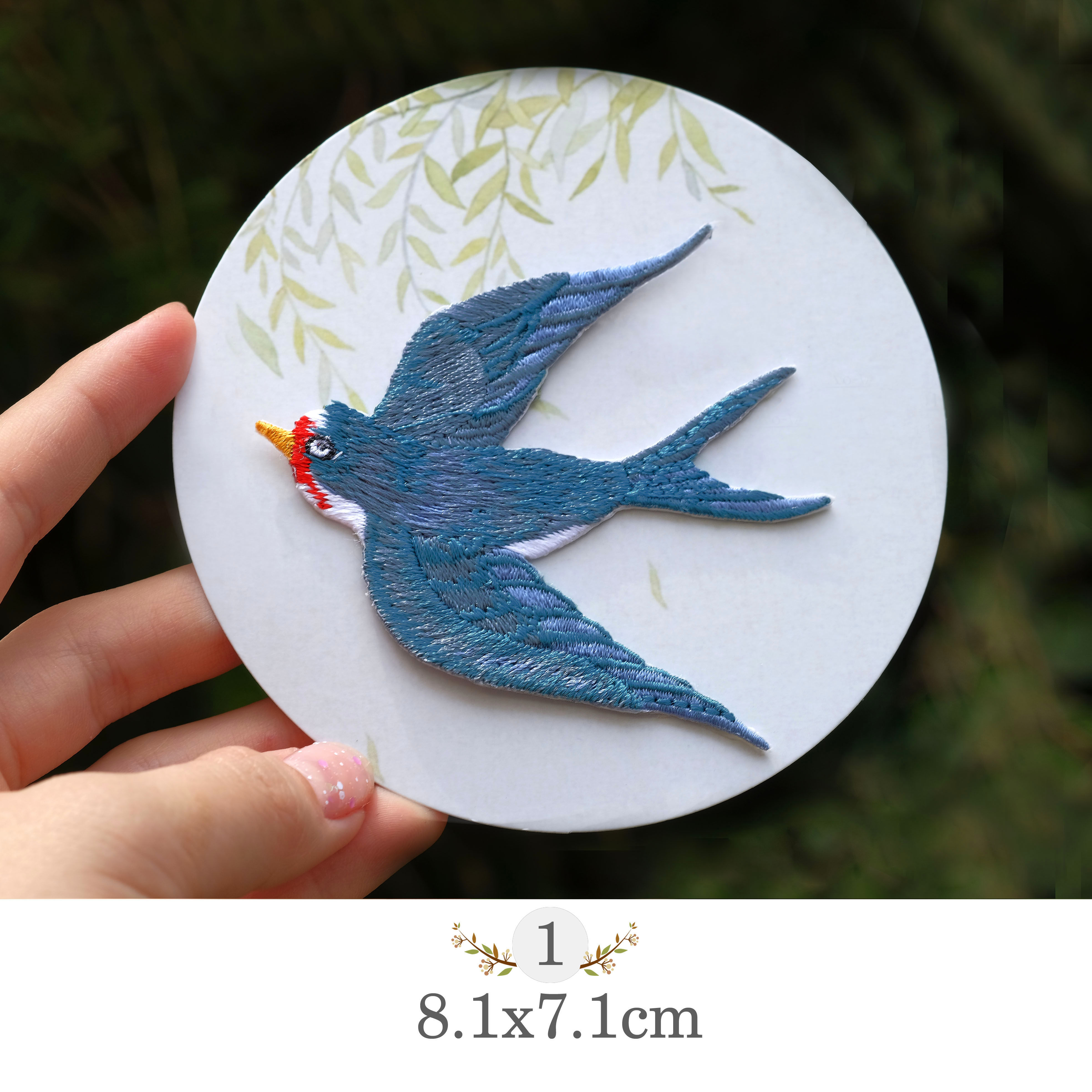 刺绣燕子布贴中国风民族元素补丁diy服装辅料装饰布贴