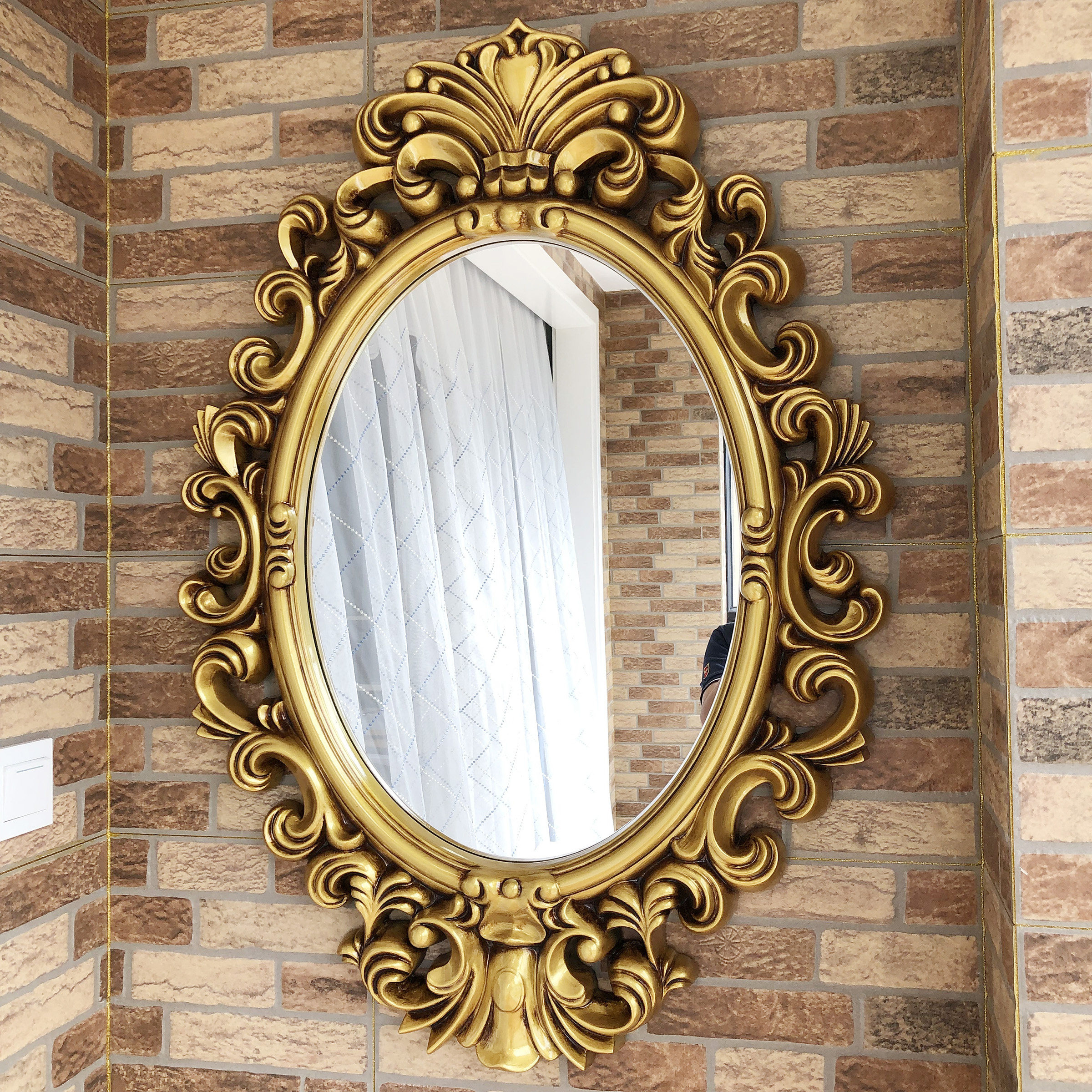 欧式复古卫生间镜子洗手间防水浴室壁挂梳妆梳妆台浴室镜