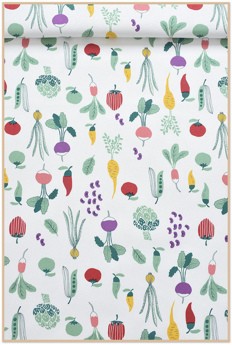 面团布料纯棉帆布面料手绘蔬菜手工家居桌布海绵垫