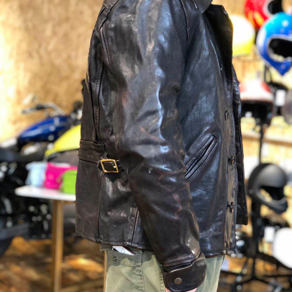 高档秋冬复古做旧皮外外套男式茶芯马皮皮衣皮衣