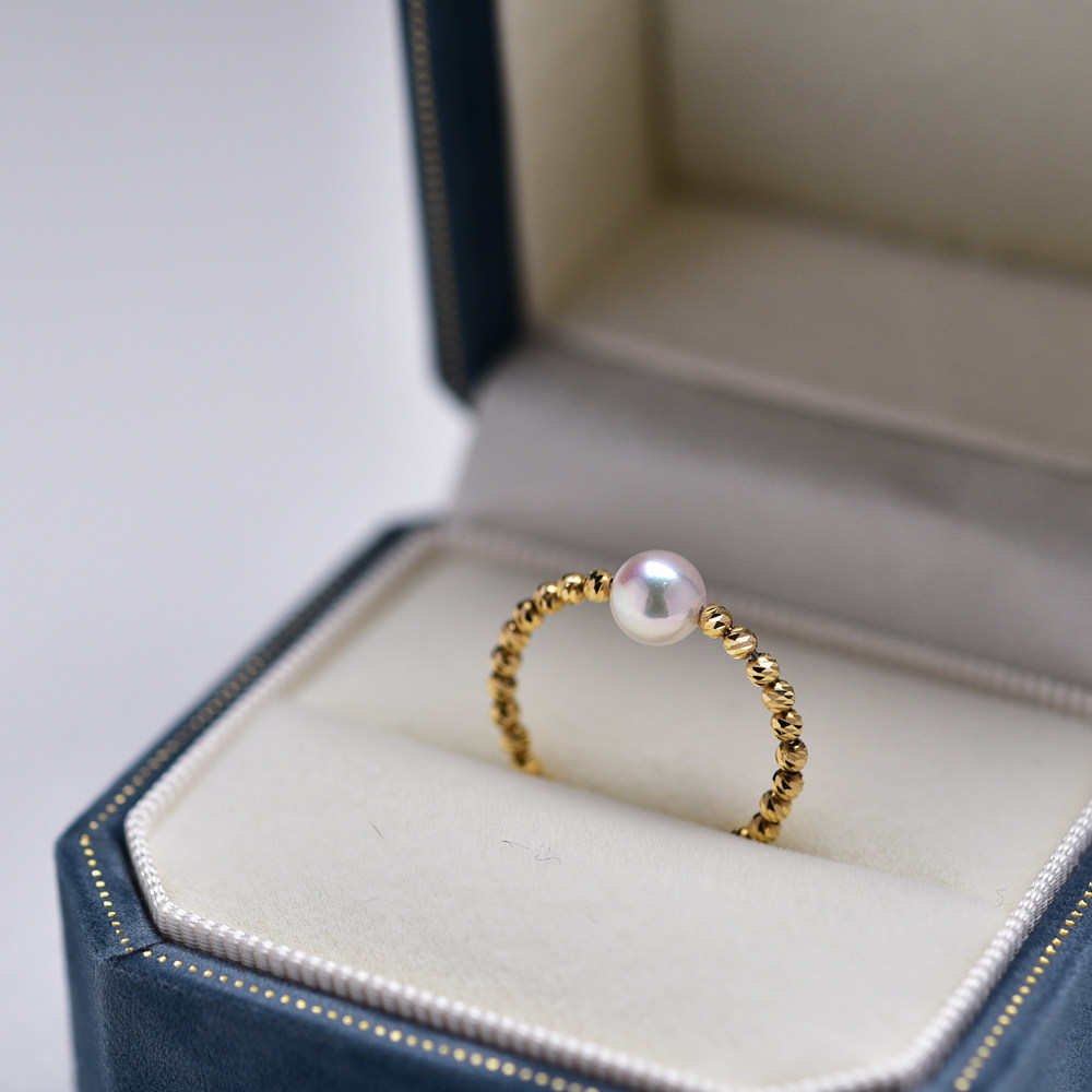 君祺豆豆指环戒指珍珠海水akoya镭射金豆豆新款手饰