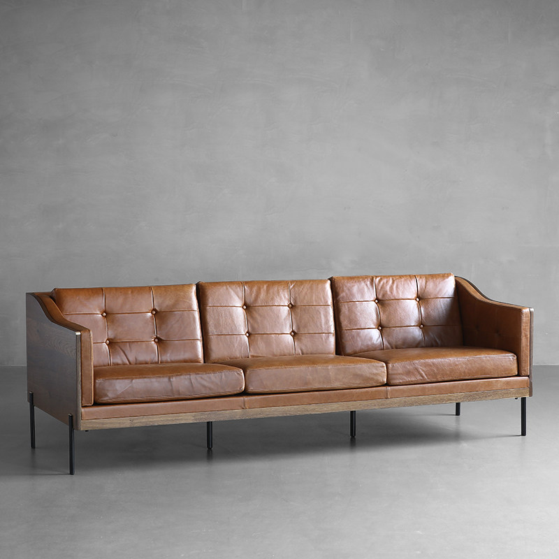 原版英国square roots/原装进口北欧表情/中古风juno真皮沙发3人k