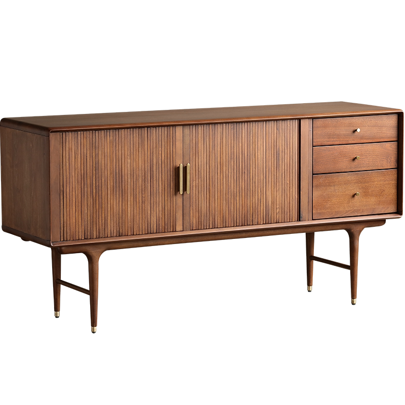 北欧表情norhor中古工业风进口e10系列实木金属餐边柜胡桃木色