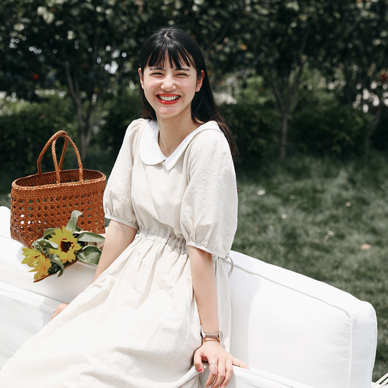 淘宝优惠券 女装 叙旧长款棉麻连衣裙法式复古长裙女夏 桑菲尔德庄园