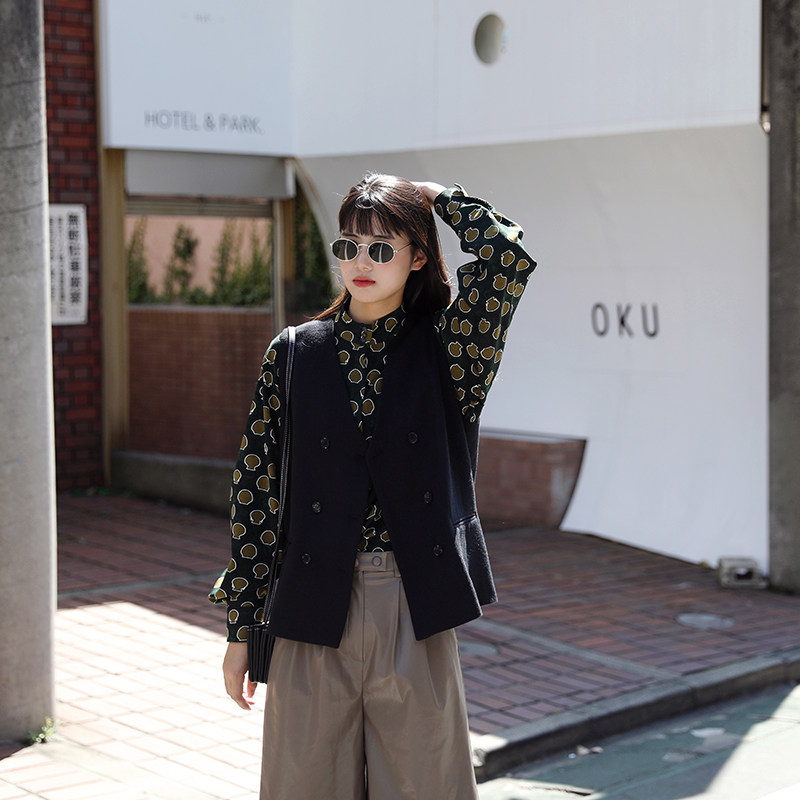 叙旧双排扣毛呢马甲外套女秋冬新款流行女装洋气 银禾诗集 w4051-叙旧