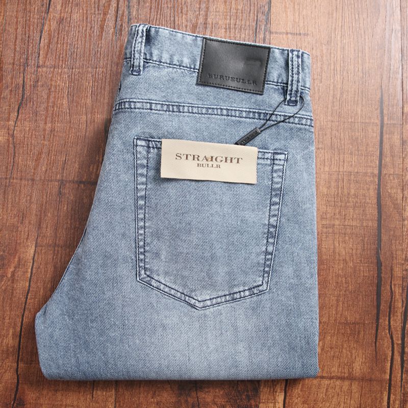 欧洲站夏季薄款柔软舒适男士牛仔裤合体直筒休闲长裤修身高端男裤