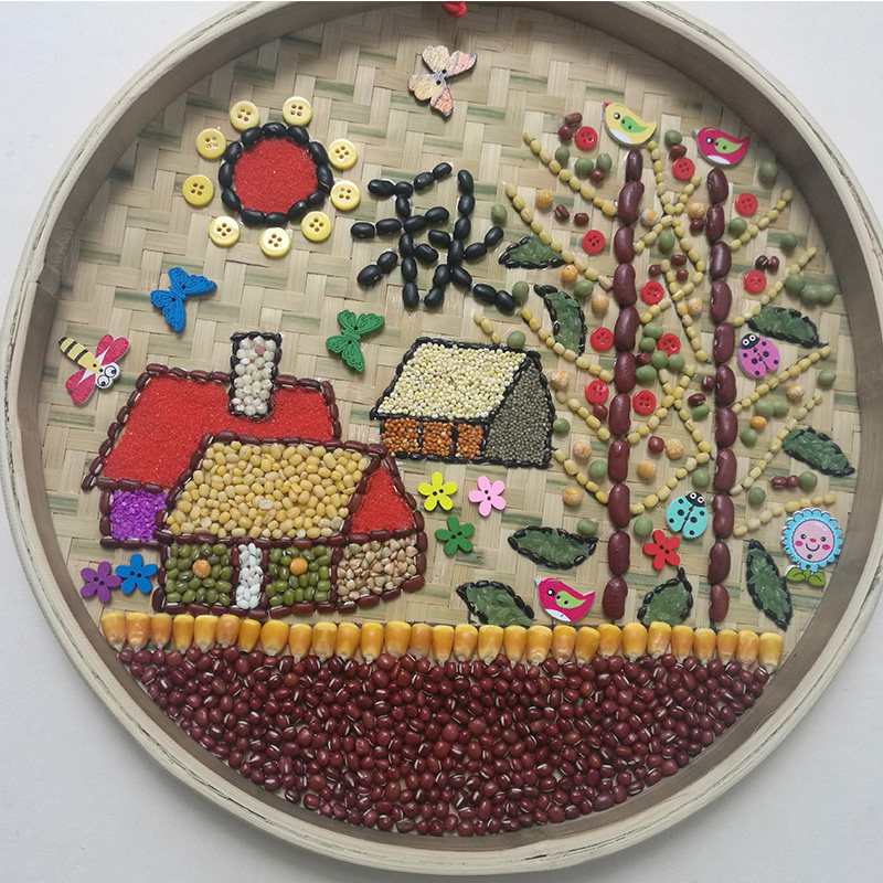 五谷杂粮秋天豆子种子半成品幼儿园儿童手工diy装饰画手工创意粘贴类