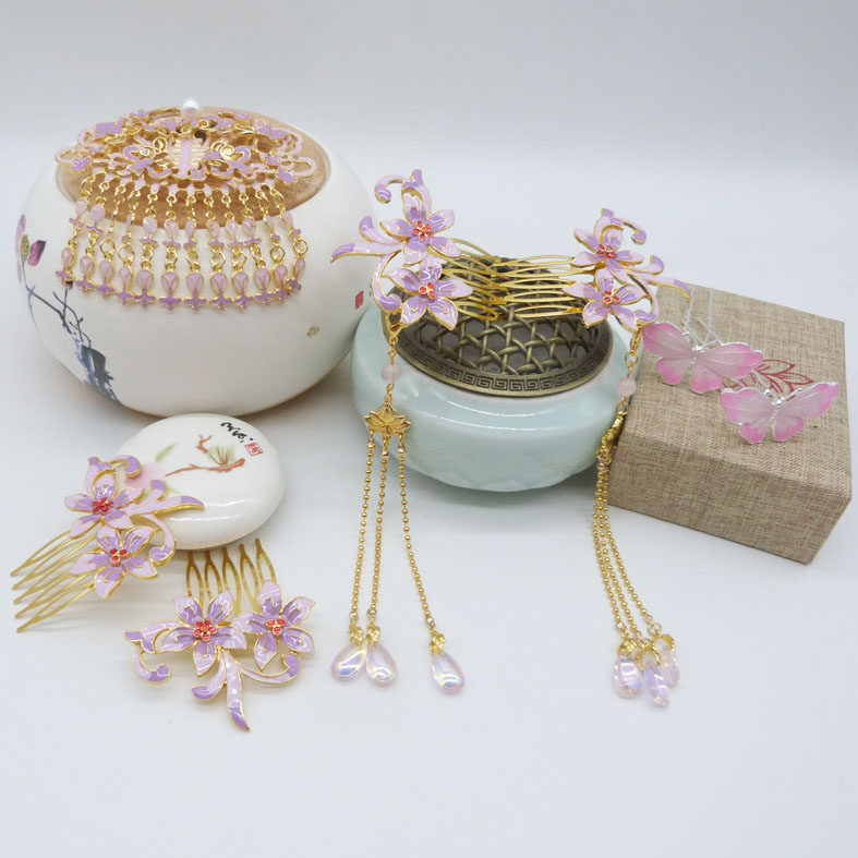 合金古风滴油仿烧琉璃水滴步摇流苏耳环