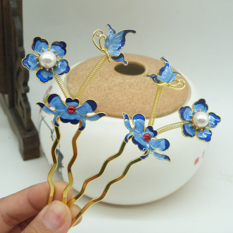 合金古风滴油仿烧琉璃水滴步摇流苏耳环