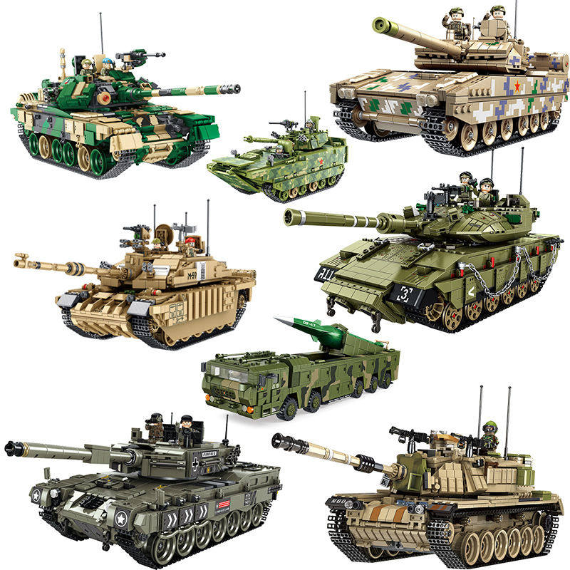 潘洛斯632003军事德国豹式2a4主战坦克小颗颗粒积木塑料积木