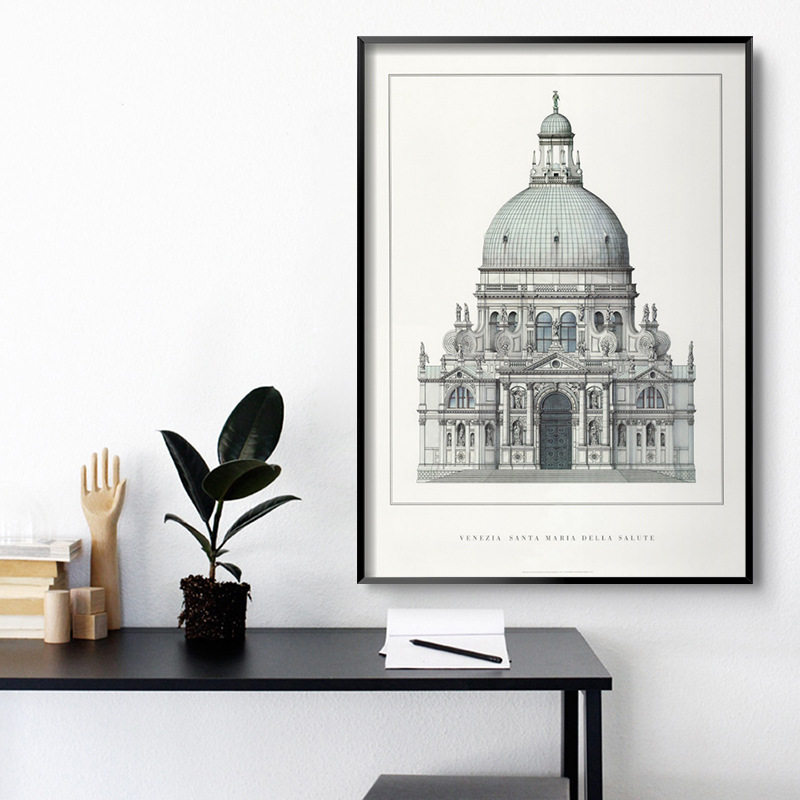 美式建筑建筑装饰装饰画复古欧洲著名教堂艺术挂画现代装饰画