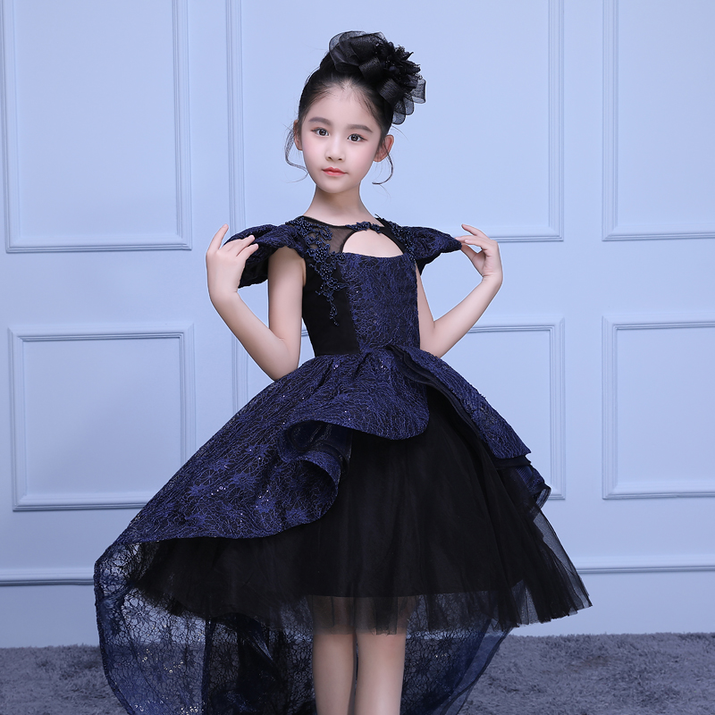 模特走秀儿童晚礼服女童公主裙小主持人表演出服蓬蓬纱裙拖尾