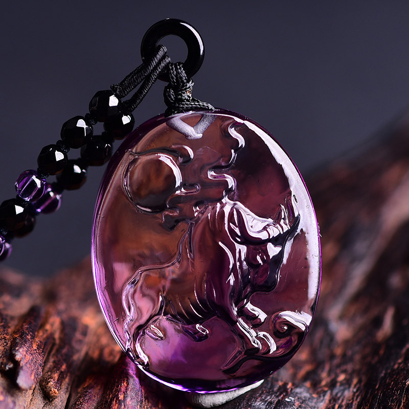 吊坠天然紫水晶扭转乾坤项坠聚财鸿财大展2021年牛年项坠