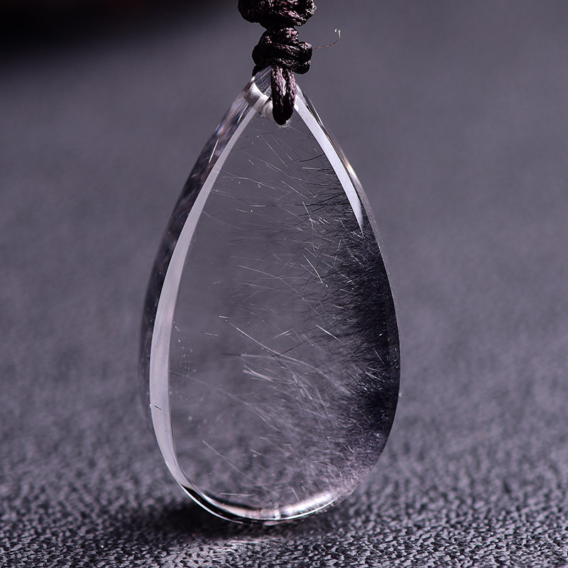 吊坠天然黑发黑水水晶细密项链滴水无事平安无事项坠