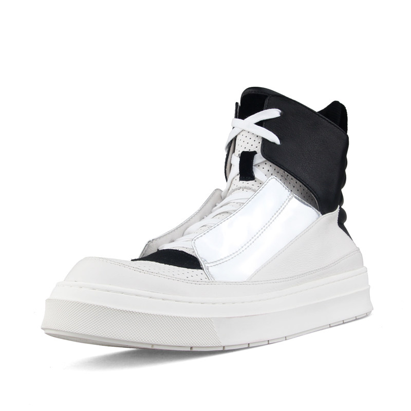 奈瑟国潮亮片高帮鞋男街舞鞋子潮高邦鞋拼色高帮板鞋青少年嘻哈鞋