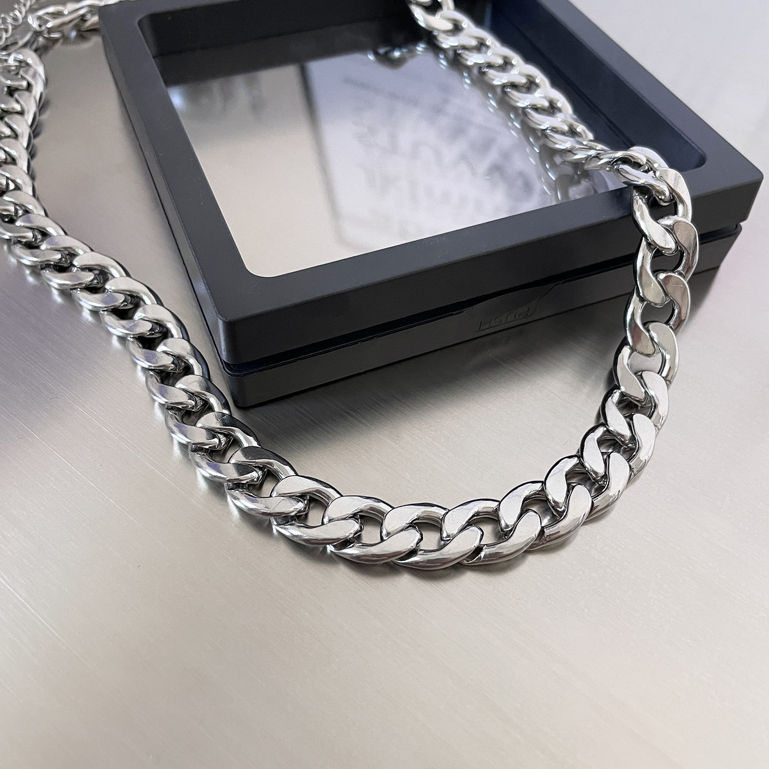 钛钢简约粗款古巴男士防水不掉掉色项链潮人项链